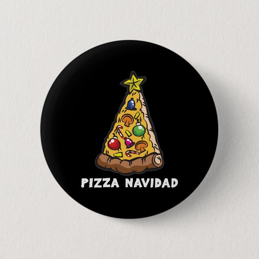ピザNAVIDADクリスマスツリーイタリアンユーモア 缶バッジ (正面)