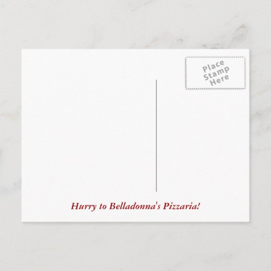 ピザPizzariaの郵便はがきの広告宣伝カード 案内ポストカード (裏面)