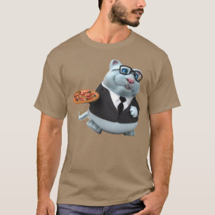 ピザTシャツを使った3Dユニバース可愛い猫 Tシャツ