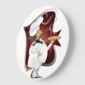 ピザwallclockを持つシェフ ラージ壁時計 (傾斜)