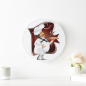 ピザwallclockを持つシェフ ラージ壁時計 (ホーム)