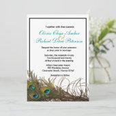 ピシンプルーコックフェザーズ結婚式招待状 招待状 (スタンド正面)