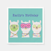 ピジャマパーティーラマ・ピジャマ政党好意ラベル スタンダードカクテルナプキン (正面)