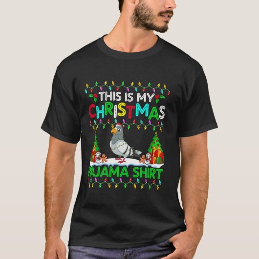 ピジョンクリスマスクリスマスサンタハットパジャマシャツピゲオ Tシャツ (正面)