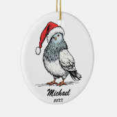 ピジョンサンタクロースモダンクリスマスパーソナライズされた セラミックオーナメント (右)