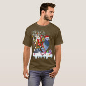 ピジョンバードラバークリスマスギフトサンタライディングハト Tシャツ (正面フル)