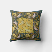 ピジョンブルーイエローフィッシュアールヌーボー クッション (裏面)