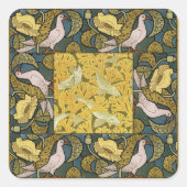 ピジョンブルーイエローフィッシュアールヌーボー スクエアシール (正面)