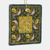 ピジョンブルーイエローフィッシュアールヌーボー セラミックオーナメント (右)