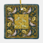 ピジョンブルーイエローフィッシュアールヌーボー セラミックオーナメント (正面)