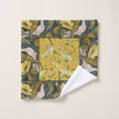 ピジョンブルーイエローフィッシュアールヌーボー バスタオルセット (ウォッシュタオル)