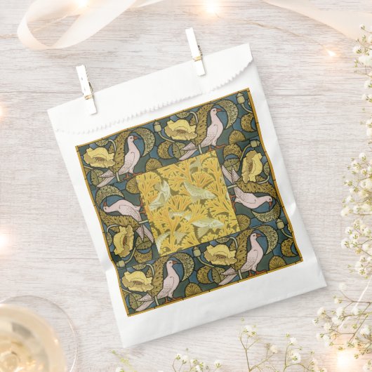 ピジョンブルーイエローフィッシュアールヌーボー フェイバーバッグ (クリップ留めされた状態)