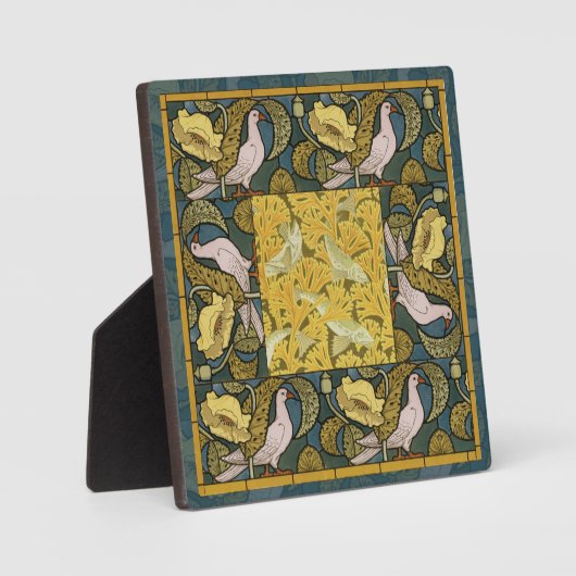 ピジョンブルーイエローフィッシュアールヌーボー フォトプラーク (正面)