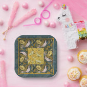 ピジョンブルーイエローフィッシュアールヌーボー ペーパープレート (パーティー)