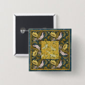 ピジョンブルーイエローフィッシュアールヌーボー 缶バッジ (正面&裏面)