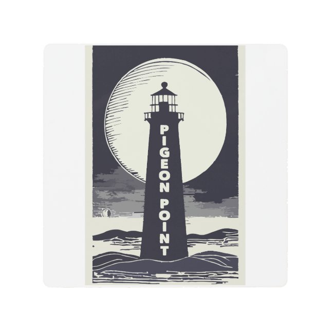 ピジョンポイントライトハウスカリフォルニアムーン メタルプリント (正面)