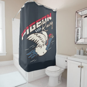 ピジョンレーシングイラストレーション シャワーカーテン