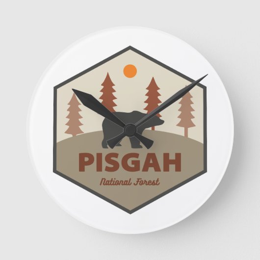 ピスガ国立森林熊 ラウンド壁時計 (正面)