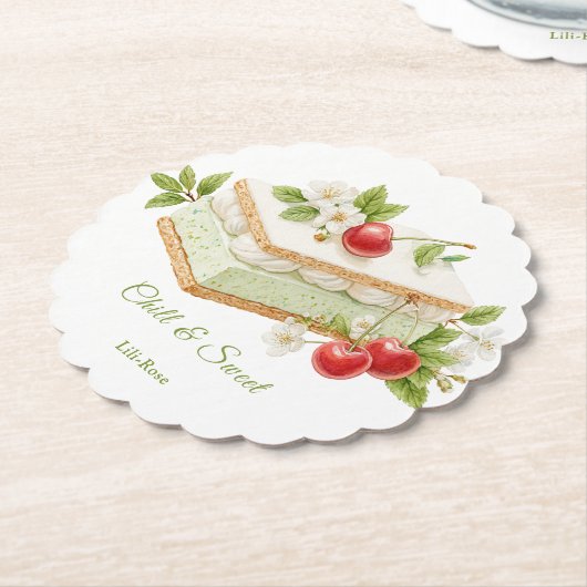 ピスタチオのアイスクリームサンドイッチ日水色 ペーパーコースター (アングル)