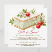 ピスタチオのアイスクリームサンドイッチ日水色 招待状 (正面/裏面)