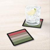 ピスタチオのナットシェルグリーンレッドブラウンストライプ製 スクエアペーパーコースター (インサイチュ)