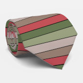 ピスタチオのナットシェルグリーンレッドブラウンストライプ製 ネクタイ (ロール)