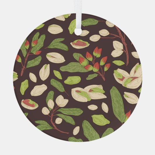 ピスタチオのナット:黒い手描きシームレス。 ガラスオーナメント (裏面)