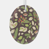ピスタチオのナット:黒い手描きシームレス。 ガラスオーナメント (正面右)