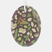 ピスタチオのナット:黒い手描きシームレス。 ガラスオーナメント (正面左)