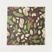 ピスタチオのナット：黒い手描きシームレス。 タペストリー (正面(横))