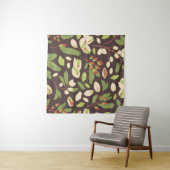 ピスタチオのナット：黒い手描きシームレス。 タペストリー (インサイチュ(横))