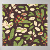 ピスタチオのナット:黒い手描きシームレス。 ポスター (正面)