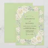 ピスタチオのリースの結婚式 招待状 (正面/裏面)