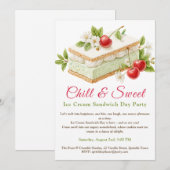 ピスタチオアイスサンドイッチデーの水彩 招待状 (正面/裏面)