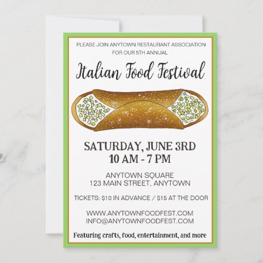 ピスタチオカノリイタリアンベーカリー食品フェスティバル 招待状 (正面)