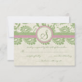 ピスタチオクローバーバラペタルダマスウェディングRSVP 出欠カード (裏面)