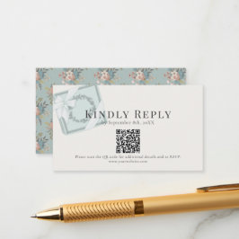 ピスタチオグリーンのギフトボックス　ＱＲコード　ＲＳＶＰ エンクロージャーカード