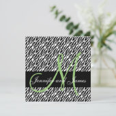 ピスタチオモノグラムゼブラプリント結婚式招待状 招待状 (スタンド正面)