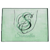 ピスタチオ暗緑色スタイリッシュ素朴パーソナライズされた ラージペーパーバッグ (正面)