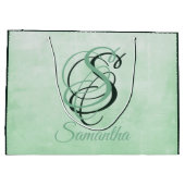 ピスタチオ暗緑色スタイリッシュ素朴パーソナライズされた ラージペーパーバッグ (裏面)