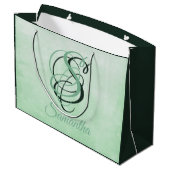 ピスタチオ暗緑色スタイリッシュ素朴パーソナライズされた ラージペーパーバッグ (裏面アングル)