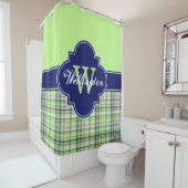 ピスタチオ海軍ピンクマドラスプレイド1ICBリボン名 シャワーカーテン (インサイチュ)