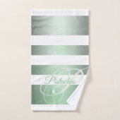 ピスタチオ素朴モノグラムストライプの バスタオルセット (ハンドタオル)