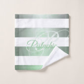 ピスタチオ素朴モノグラムストライプの バスタオルセット (ウォッシュタオル)