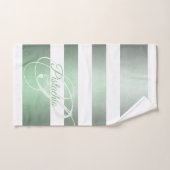 ピスタチオ素朴モノグラムストライプの バスタオルセット (ハンドタオル)