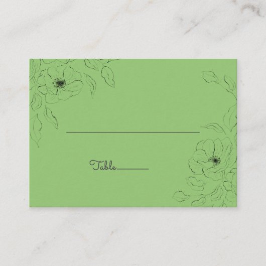 ピスタチオ背景のアネモネ平座席表～ プレイスカード (正面)