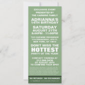 ピスタチオ·グリーンVIPフォトチケット誕生パーティー 招待状 (裏面)