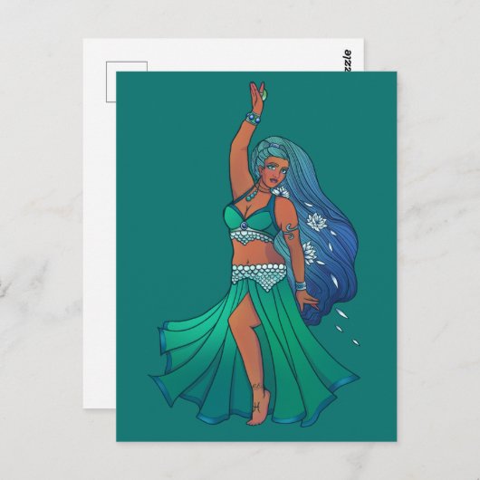 ピスチェス〔占星術の〕十二宮図ベリーダンサーアート星占い女神 ポストカード (正面/裏面)