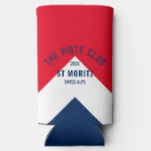 ピストクラブ レッド ホワイト ネイビー ピーク ウィンター スキー スリム缶クーラー (裏面)