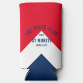 ピストクラブ レッド ホワイト ネイビー ピーク ウィンター スキー スリム缶クーラー (正面)